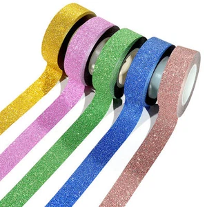 3X 10M Glitter Washi Tape Stick Self Adhesive Decorative Decora Craft DIY Paper - Picture 1 of 23