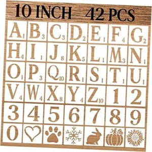 Letter Stencils Numbers Craft Stencils, 42 Pcs Reusable Plastic 10 Inch - Picture 1 of 8