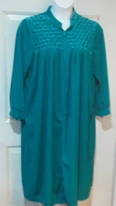 Womens Robe  Housecoat Only Necessities Half Zip Green/Aqua Robe,  Sz 1 x - Picture 1 of 2