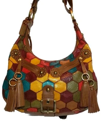 ISABELLA FIORE BANDOLERA RARA MULTICOLOR FLOWER POWER MARCIA TACHUELAS BORLAS $795 Foto 1 de 4