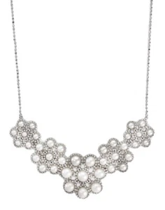 NEW! EFFY SILVER & PEARL FLORAL CLUSTER NECKLACE / MSRP $1,150 - Picture 1 of 3