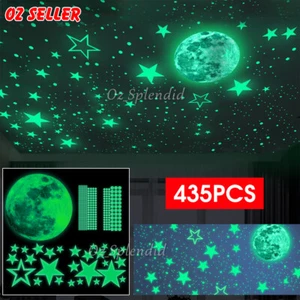 435X Wall Stickers Luminous Stars Moon Planet Decal Glow In Dark Kids Room Decor - Picture 1 of 16