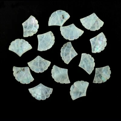 Beautiful Natural Rainbow Moonstone Doublet Gemstone Shell Carved Jewelry Beads - Image 1 of 4