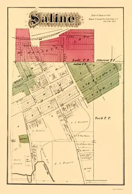 Historic City Map - Saline Michigan - Krause 1874 - 23 x 33.71 - Image 1 of 4