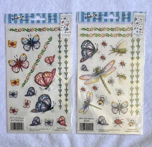Vintage E-Z Rub On Transfers Bugs and Butterflies Design Lot of 2 - Picture 1 of 9