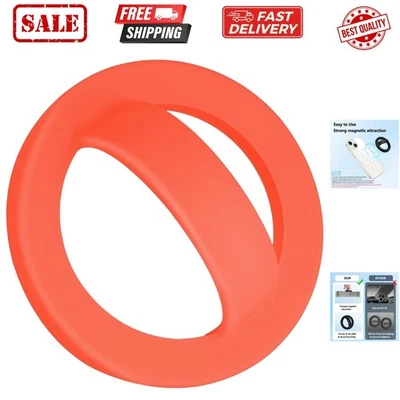Magnetic Silicone Ring Grip Phone Holder - 360° Rotating Soft Touch in Orange - Image 1 of 4