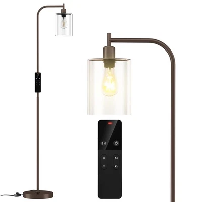 Industrial Floor Lamp with Glass Shade, Modern Dimmable Floor lamp with Remot... - Image 1 of 4