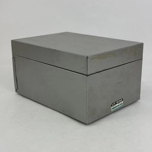 Vtg LIT-NING Products Gray Metal 3x5 Hinged Recipe Or Index Card File - Picture 1 of 5