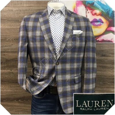 Blazer a Cuadros Ralph Lauren Para Hombres Abrigo Deportivo Chaqueta Informal 44R Traje Clásico Foto 1 de 4