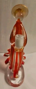 MURANO Candle Holder ANGEL Striped Red & Faux Gold FLECKS GLASS Italy Stickered - Picture 1 of 15