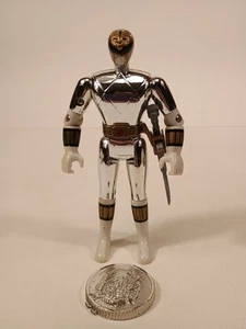 Figura de acción Power Rangers 1995 vintage cromada plateada blanca Ranger - Imagen 1 de 10