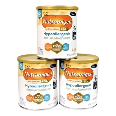Fórmula infantil hipoalergénica Nutramigen en polvo 12,6 OZ X 3 latas - caducidad 10/2026++ Foto 1 de 3