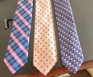 3-Perry Ellis Portfolio Purple, EgonVonFurstenberg Pink, Izod Pink Blue Ties - Picture 1 of 5