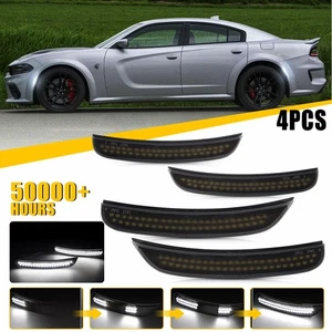 4X White LED Dynamic Side Marker Light For 2015 16 17 18 19-2022 Dodge Charger H - Picture 1 of 16