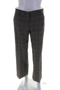 Pantalone donna Theory lana plissettato foderato zip gamba dritta a quadri marrone taglia S - Foto 1 di 7