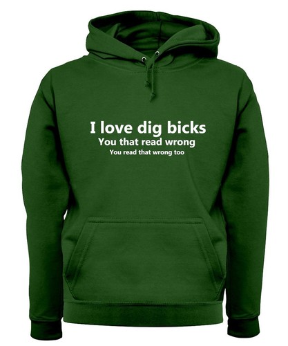 RHUDE I Love Dig Bicks Felpa con cappuccio maglione per adulti slogan divertente maleducato grande