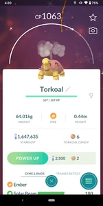 Pokémon Go Shiny Torkoal - Exclusivo Regional - 30 Días Amistad 80K Polvo de Estrellas - Imagen 1 de 2