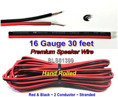 VITAL WAVE/AP 30' ft Red Black 16 Gauge SPEAKER WIRE Cable Home Car Audio Wiring 12V DC Power