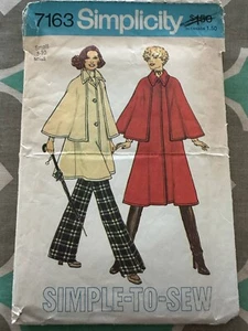 SIMPLICITY 1975 ABRIGO CAPELET PATRÓN 7163 VINTAGE TALLA S 8-10 - Imagen 1 de 2
