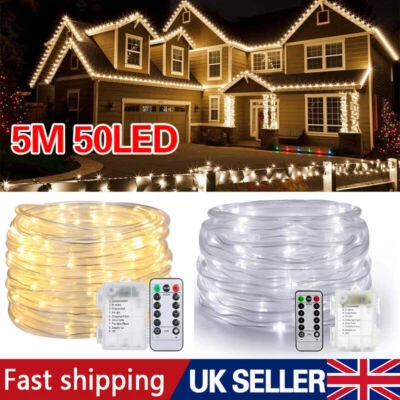 5M 50LED Rope Strip Tube String Fairy Lights Waterproof Garden Outdoor XMAS - Image 1 of 4