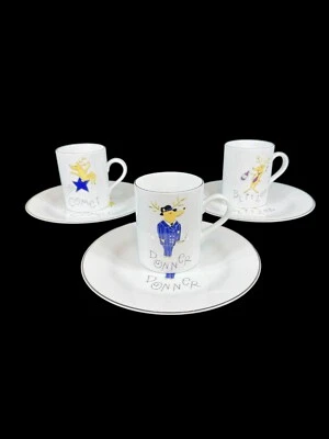 Набор из 3 рождественских салатных/десертных тарелок и кружек Pottery Barn Reindeer 8,5 дюйма - Изображение 1 из 4