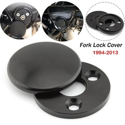 BLACK FORK LOCK COVER PARTS FOR HARLEY ROAD KING 1994-13 FLHR FLHRC FLHRS FLHP Foto 1 de 4