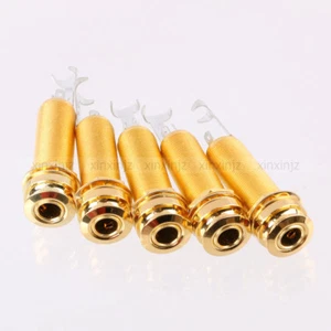 5X Cylinder Guitar Bass End Pin Output Jack 1/4" Mono Golden 6306 - Picture 1 of 4
