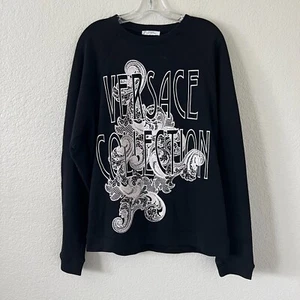 Versace Collection Black And White Logo Graphic Pullover Sweatshirt Mens L - Picture 1 of 7