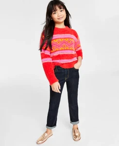 Holiday Lane Youth Big Girls Size XL Fair Isle Crewneck Sweater in Red $40 324 - Picture 1 of 9