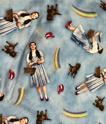 TELA El Mago de Oz Tela en Azul 9 in X 44/45 in Marca 1/4 Yarda Nueva BTQY Foto 1 de 4