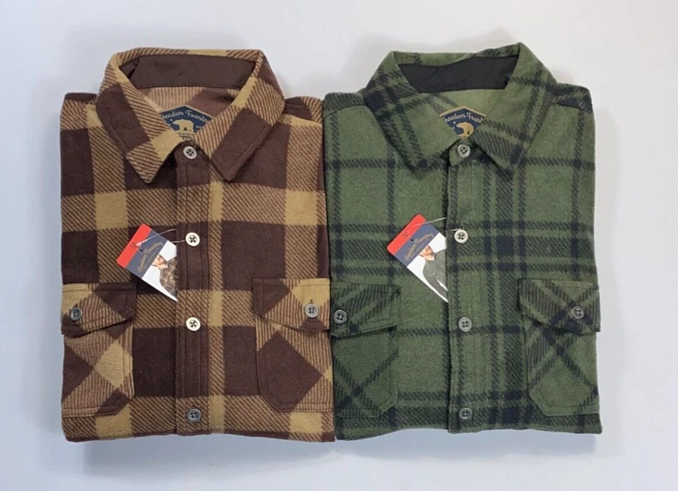 Men's Freedom Foundry 4 Way Stretch Plaid Fleece Long Sleeve Shirt NEW Size M - Image 1 of 1