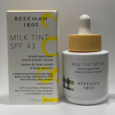 Beekman 1802 Tinte de leche FPS 43 Suero de imprimación tintado de amplio espectro - 1 oz NUEVO Foto 1 de 4