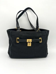 Lauren Ralph Lauren Signature Jacquard Monogram Bag Purse Black Vintage EUC - Picture 1 of 20