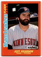 1988 FLEER KAY BEE TEAM LEADERS JEFF REARDON MINNESOTA TWINS #28