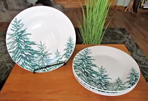 4er Set Royal Norfolk Green & White Trees Snow 10,5" Essteller Sehr guter Zustand - Bild 1 von 3