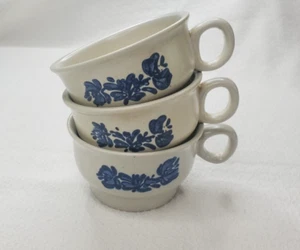 Vintage Pfaltzgraff Yorktowne Flat Coffee/Tea/Soup Mugs/Cups set of 3 - Picture 1 of 7