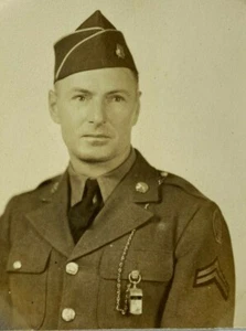 Man In US Army Uniform With Whistle B&W Photograph 3 x 4.25 - Picture 1 of 3