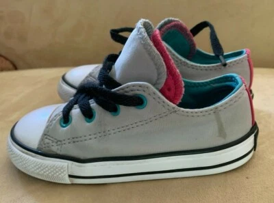 Zapatilla deportiva Converse All Star Chuck Taylor doble lengua EE. UU. 9/Reino Unido 9/EUR 25 gris/rosa Foto 1 de 4