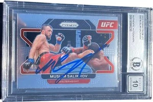MUSLIM SALIKHOV SIGNED 2022 PANINI PRIZM UFC CARD #38 BECKETT BAS AUTO 10 3 - Picture 1 of 1