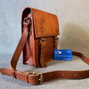 Leather Bag 9" Tall Satchel M9 Shoulder Messenger Bag A5 size - Picture 1 of 9