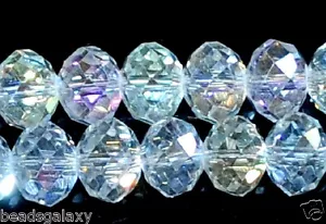 En Gros Qualité Ab Verre Transparent Facettes Cristal Rondel Perles De 6, 8 & - Foto 1 di 1