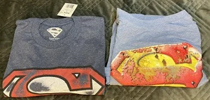 Superman Logo Shirts Lot of 2 Mens Size Large One New With Tags Blue DC Comics - Picture 1 of 7