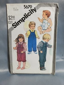 Vintage Simplicity Pattern 5679 Toddler's Shirt Overalls Size 4 CUT 1982 - Picture 1 of 3