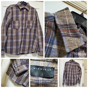 Camisa Richie Le Para Hombres Grande Franela a Cuadros Sobrecamisa Exterior Ropa de Calle Pesada Acogedora - Imagen 1 de 16