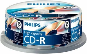 PHILIPS - Cr8d8nb25/00 - Cd-R 90 Minute 800mb (40x) Spindel, 25 Packung - Bild 1 von 1