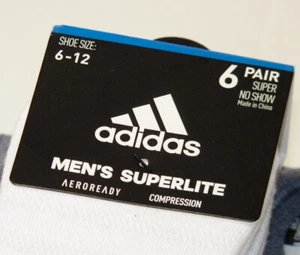 Adidas Herren Sneaker Socken 6er-Pack Super No Show SCHUH GRÖSSE 6-12 MITTEL GROSSE Sport - Bild 1 von 4
