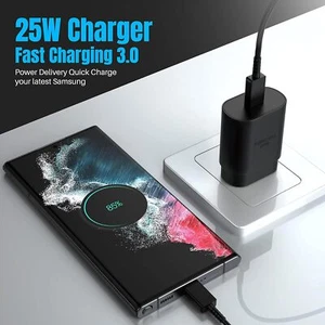 Cargador USB-C Superrápido 25W Compatible con Samsung Galaxy S24/S23/S22/S21/S20 - Imagen 1 de 12