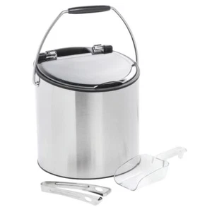 HUBERT® Ice Bucket with Scoop and Tong 3 L Brushed Stainless Steel - Picture 1 of 3