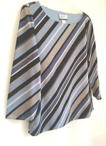 Ladies Top - The Look by Randolph Duke M Blue/grey Stripes Reversible Pre-owned - Picture 1 of 8