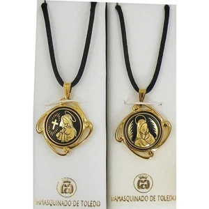 Damaszener Gold Jungfrau Maria Design Anhänger Halskette von Midas von Toledo Spanien 8224 - Bild 1 von 5